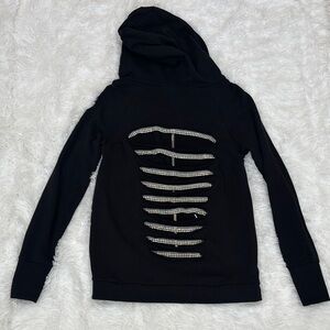 Black HTF Rare Bling Crystal Hoodie Sweatshirt Size Small